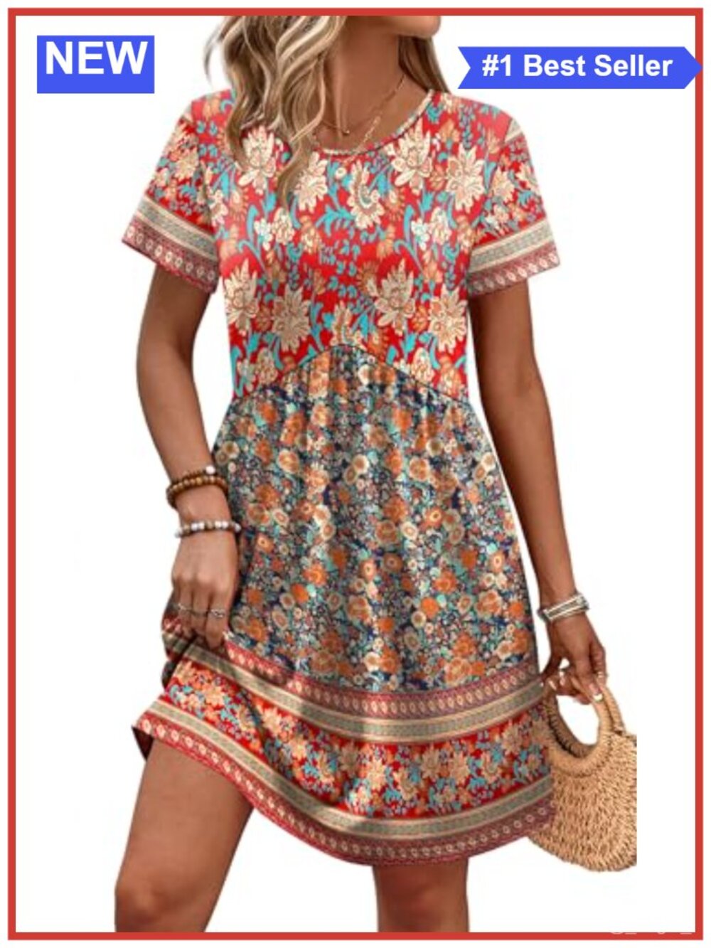 Loose Fit Empire Waist Maternity Dress with Pockets Short Sleeve Casual Midi